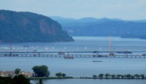 View North of Hook Mountain and Rockland side of Tappan Zee Bridge from the Palisades.