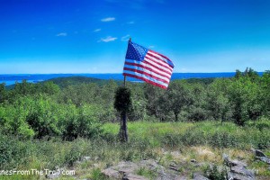 American flag at the summit of Hook Mountain